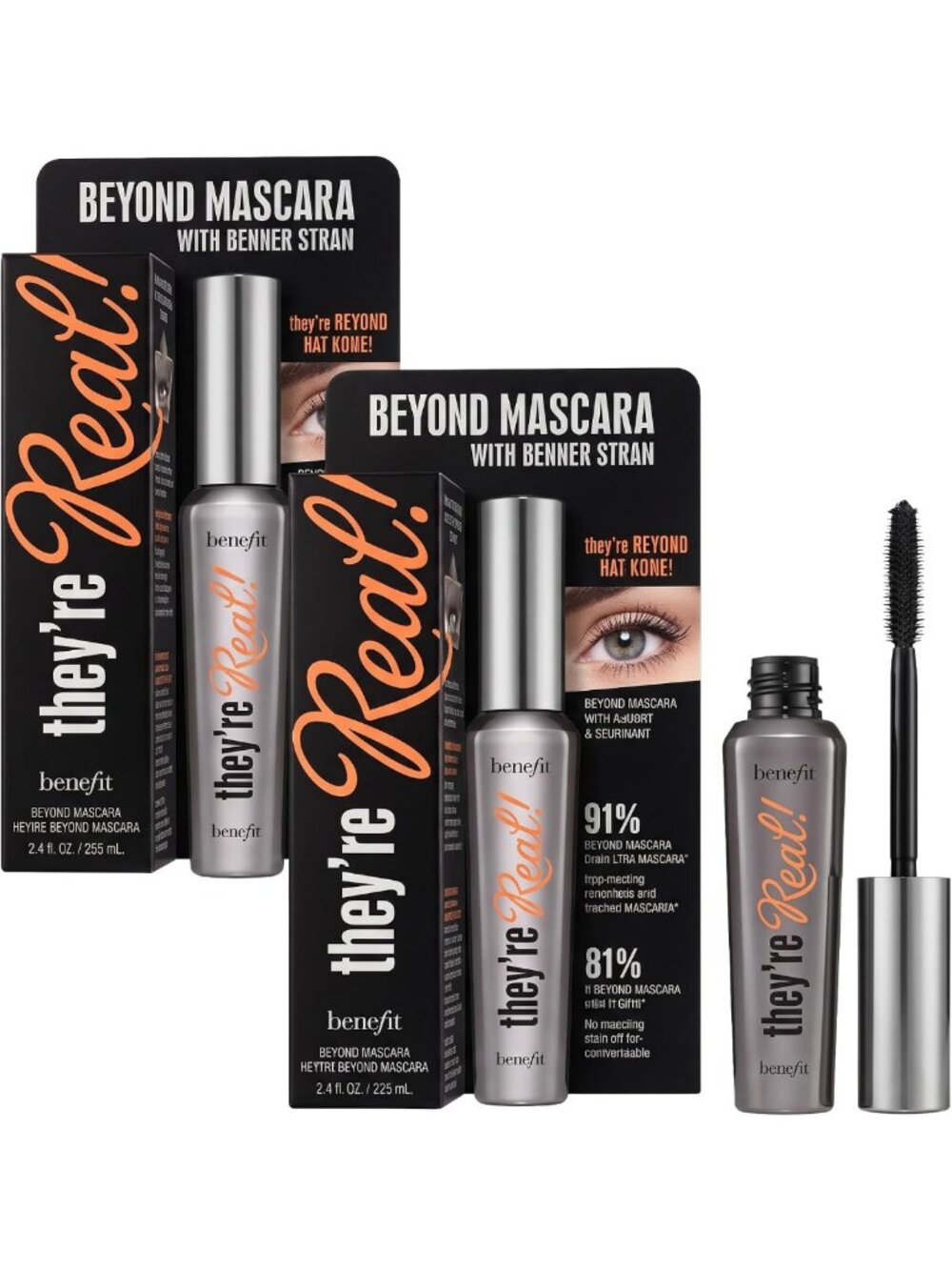 Volumizing Mascara Duo, Beyond Black - Long-Lasting, Clump-Free, 0.3 oz Each